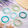 6Pcs 6 Styles 8mm Glass Round Beaded Stretch Bracelet Sets BJEW-TAC0025-6