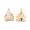 Brass Clear Cubic Zirconia Charms ZIRC-P104-01G-1
