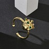 Brass Micro Pave Cubic Zirconia Cuff Rings RJEW-G364-03G-02-1