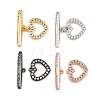 Heart Brass Micro Pave Clear Cubic Zirconia Toggle Clasps KK-G548-37-1
