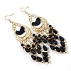 Bohemian Style Alloy Resin Moon with Teardrop Tassel Dangle Earrings FS-WG624F3-04-1