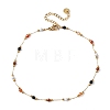 Natural Agate & Howlite & Synthetic Goldstone Faceted Round Bead 304 Stainless Steel Cable Chain Anklets for Women AJEW-G072-01G-5