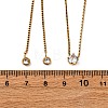 304 Stainless Steel Crystal Rhinestone Flat Round Box Chain Double Layer Slider Lariat Necklaces NJEW-K291-01G-5