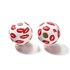 Valentine's Day Element Printed Wood Beads WOOD-R002-01-37-2