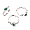 Horse Eye Natural Malachite Adjustable Rings RJEW-Q817-02P-06-1