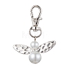 Glass Pearl Beads with Alloy Pendants HJEW-JM01812-3