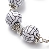 Sport Ball Theme Acrylic Round Beaded Bracelet BJEW-JB08660-01-4