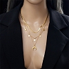 304 Stainless Steel Cable & Flat Snake Chains 3 Layered Necklace NJEW-C022-01G-5