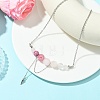 Natural  Rose Quartz & Dyed Imperial Jasper & Quartz Crystal & Green Jade Round Graduated Beaded Pendant 304 Stainless Steel Cable Chain Necklaces for Women NJEW-TA00242-04-1