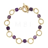 Natural Mixed Gemstone & Brass Open Jump Rings Link Bracelets for Women BJEW-JB14116-3