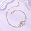 Brass Micro Pave Clear Cubic Zirconia Ring & Heart Link Bracelets BJEW-JB13158-1