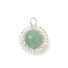 Copper Wire Wrapped Natural Amethyst & Green Aventurine & Rose Quartz & Lapis Lazuli & Carnelian Round Pendants PALLOY-JF04687-02-2