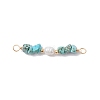Dyed Natural Howlite Chip & Natural Cultured Freshwater Pearl Rice Beaded Connector Charms PALLOY-JF03707-07-1