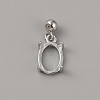 Rhodium Plated 925 Sterling Silver Pendant Cabochon Settings STER-WH0010-29-1