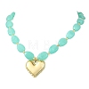 Acrylic Heart Pendant Oval Imitation Gemstone Beaded Necklaces for Women NJEW-JN06479-01-3