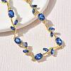 Brass Glass Flower Link Chain Bracelets KK-CBA7DFA-01G-C-5
