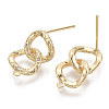 Brass Micro Pave Clear Cubic Zirconia Stud Earring Findings X-KK-N230-21-NF-3