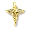 Rack Plating Brass Micro Pave Clear Cubic Zirconia Pendants KK-Z039-13G-1