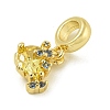 Rack Plating Brass Pave Yellow Cubic Zirconia Tortoise European Dangle Charms KK-Z067-60G-2