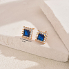 Brass Micro Pave Cubic Zirconia Square Stud Earrings VN1911-3