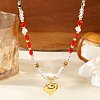 Brass Pendant Glass & Imitation Pearl & Synthetic Gemstone Beaded Necklaces for Women XO1597-3