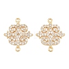 Brass Micro Pave Clear Cubic Zirconia Connector Charms CU-CBA7BFE-03F-G-1
