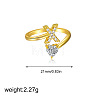 Brass Micro Pave Clear Cubic Zirconia Cuff Open Rings FS-WGF859A-14-1