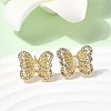 Butterfly Brass Micro Pave Clear Cubic Zirconia Stud Earrings EJEW-H180-19G-3