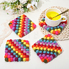 Round Wool Felt Ball Coasters AJEW-WH20020-151B-3