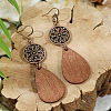 Bohemian Style Alloy Wood Dangle Earrings WG64A01-07-1