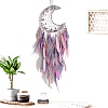 Crescent Moon Woven Net/Web with Feather Pendant Decoration PW-WGB79EB-02-1
