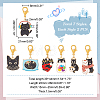 Black Cat Alloy Enamel Pendant Decorations HJEW-AB00368-2