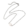 Natural Pearl Rice Pendant 304 Stainless Steel Satellite Chain Necklaces for Women NJEW-JN06149-02-2