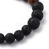 Natural Tiger Eye & Lava Rock Beaded Stretch Bracelets BJEW-JB05415-04-3