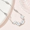 Brass Pave Clear Cubic Zirconia Clover Envelope Link Bracelets KK-CBA6980-18P-2