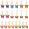 20Pcs 10 Styles Butterfly Alloy Enamel with Glitter Powder Pendant Decorations HJEW-UN00135-1