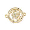 Brass Micro Pave Clear Cubic Zirconia Letter FE Links Connector Charms KK-L268-024G-02-1