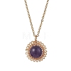 Natural Amethyst Copper Wire Wrapped Flower Pendant 304 Stainless Steel Cable Chain Necklaces for Women NJEW-JN05616-01-3