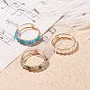 3Pcs 3 Style Natural Apatite & Moss Agate & Shell Pearl Braided Finger Rings RJEW-TA00024-2