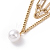 Vacuum Plating 304 Stainless Steel Double Chains Multi Layered Necklaces Necklace with Plastic Pearl Charm for Women STAS-E155-02G-2