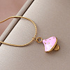 Autumn 304 Stainless Steel Enamel Pink Mushroom Pendant Necklaces for Women Men LI8986-3