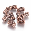 Tibetan Style Alloy Flower Pattern Column Beads X-TIBEB-7424-R-NR-1