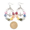 Natural Mixed Gemstone Braided Teardrop Dangle Earrings with Brass Bee Charms EJEW-JE04951-03-5