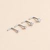 316 Surgical Stainless Steel Crystal Rhinetone Flat Round L-Shaped Nose Rings WGCD50A-04-2