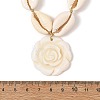 Summer Natural Freshwater Shell Carved Pendant Necklaces NJEW-JN06566-02-4