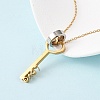 304 Stainless Steel Love Key Pendant Necklaces for Women NJEW-B149-03GP-3