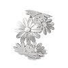 Flower 304 Stainless Steel Bangles for Women BJEW-B104-08P-1