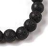 8mm Round Natural Lava Rock Braided Bead Bracelets BJEW-C067-01B-09-3