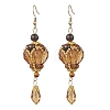 Teardrop Natural Tiger Eye & Glass Beaded Dangle Earrings EJEW-MZ00686-01-3