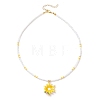 Summer Alloy Enamel Flower Pendant Glass Seed Beaded Necklaces for Women NJEW-MZ00151-01-3